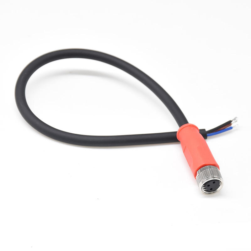 M8-A-3P Red Female Plug with 200mm Cable