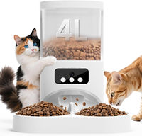 Comedero Automático Inteligente para Mascotas con WiFi Tuya de 4L, Alimentación Lenta, Pantalla LCD, Doble Recipiente de Acero Inoxidable, Grabación de Voz, Dispensador de Comida para Perros y Gatos