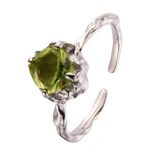 toderi factory Natural Topaz Tourmaline Peridot Adjustable Crystal Rings Irregular Amethyst Ring Natural Gem Ring