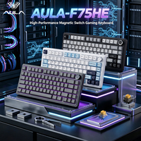 Teclado para Juegos AULA F75 HE Tri-Modo con Interruptor Magnético de Efecto Hall, Diseño 75%, 8KHz RGB, Hot Swap, USB-C, con Perilla Metálica