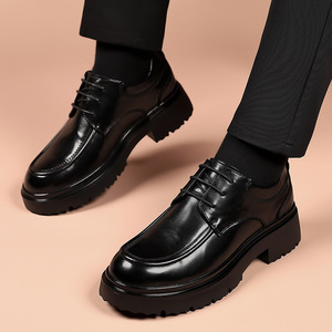 Zapatos Oxford Formales de Cuero Negro para Hombre, Estilo Británico 2026, de Piel Vacuna Genuina, Punta Redonda, con Aumento de Altura, Casuales de Negocios - Product Image 3