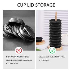 Organizador de Tapas de Vasos de Bambú, Organizador de Tapas de Vasos Desmontable, Soporte Vertical para Tapas de Botellas de Agua para Yeti/Stanley/Simple Modern - Product Image 5