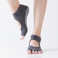Chaussettes de yoga pour femmes à dos ouvert avec séparateur d'orteils et grip, chaussettes de Pilates antidérapantes à 5 orteils avec grip, chaussettes d'exercice respirantes