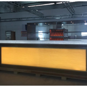 Bancone Bar a L Luminoso Personalizzato di Alta Qualità con Mobiletto Posteriore e Mensola - Product Image 3