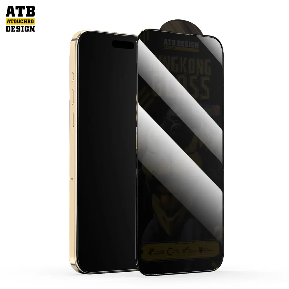 Atouchbo ATB Design Kingkong Haute Qualité Anti-espion Confidentialité 2.5D 9H Verre Trempé Pour iphone 15 14 Pro Max Protecteur D'écran