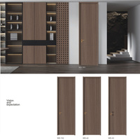 Porte de chambre en bois de style néo-chinois moderne, grain de noyer foncé, écologique, insonorisante et résistante à l'usure