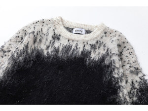 Suéter Personalizado con Degradado Ombre, Estilo Mohair, Cuello Redondo, Unisex, Oversize, Tejido Suave y Esponjoso, Estilo Urbano - Product Image 4