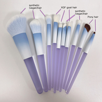 Lot de 10 pinceaux de maquillage professionnels pour fard à paupières, correcteur, sourcils et illuminateur, avec échantillon gratuit de fond de teint et blush pour le visage