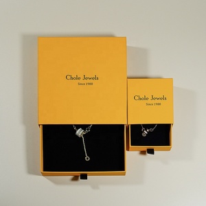 Vòng Đeo Tay Hộp Quà Tặng Thiết Lập Bìa Hộp Quà Tặng Với Ribbon Thanh Lịch Biểu Tượng Tùy Chỉnh Orange Drawer Jewelry Set Bao Bì Hộp - Product Image 3