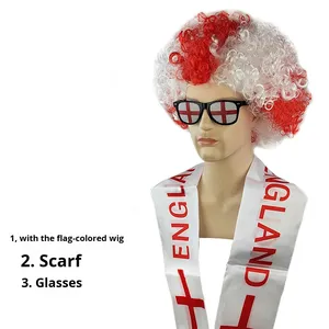 Conjunto de Gafas, Bufanda y Peluca Afro para Niños, Aficionados al Fútbol, con Bandera de la Selección Nacional para Eventos Deportivos, Material de Poliéster, 2026 - Product Image 4