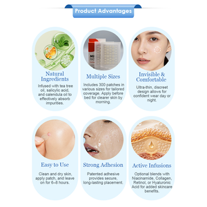 Patchs <span class=keywords><strong>anti</strong></span>-boutons hydrocolloïdes en forme d'étoile noire, faciles à utiliser, traitement localisé pour l'acné du visage - Product Image 6