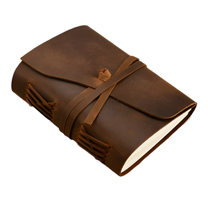 High Quality Crazy Horse Leather Cover <b>A5</b> Top Layer Cowhide <b>Notebook</b> Retro Travel Journal 100 Sheets Gift Planner - Product Image 1