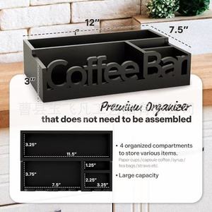 Coffee Bar Wooden Storage Box 30.5x19x7.6cm For Coffee Pods And Bottles Desktop Organizer - Product Image 2