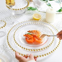 Plat d'assiette de perle d'or de luxe de haute qualité Dessert de salade de steak de nourriture occidentale créative pour l'usage de partie