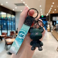 Vente en gros de porte-clés en forme d'ours en peluche 3D mignon en résine PVC, porte-clés de dessin animé, porte-clés ours cool