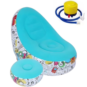 Fauteuil gonflable en peluche combiné, confortable et pliable, avec repose-pieds, pour les loisirs en extérieur, canapé paresseux - Product Image 1