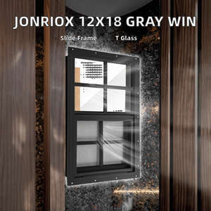 หน้าต่างบานเลื่อน JONRIOX ขนาด 12 นิ้ว กว้าง x 18 นิ้ว สูง สีเทาอะลูมิเนียม แบบฝัง กระจกนิรภัย พร้อมมุ้งลวดสแตนเลส ดีไซน์โพสต์โมเดิร์น - Product Image 2
