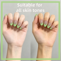 Ongles à presser en acrylique faits main de haute qualité, style français, pré-dessinés, multi-longueurs, durables, résistants à la casse, forme cercueil, avec colle