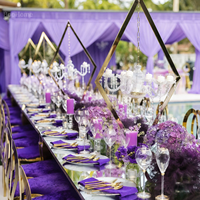 Grand Chandelier en Fer Doré, Acrylique et Métal avec Cristaux, Support de Bougies pour Centre de Table, Décoration Florale pour Salle de Mariage et Maison