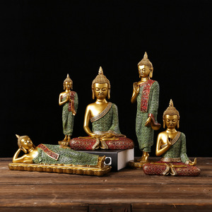 Venta al por mayor resina del sudeste tailandés restaurante decoración TV gabinete Zen entrada del Hogar adornos Asia estatua de <span class=keywords><strong>Buda</strong></span> reclinado - Product Image 5