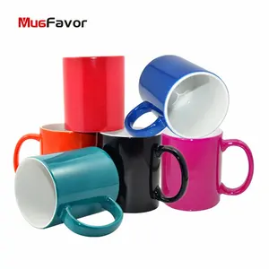MugFavor tasse de café magique sensible à la chaleur en céramique tasse tasse changeante de couleur faite sur commande brillante et mate finition MBS11