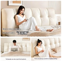 Französischer Stil Cremefarbenes Modernes Minimalistisches Soft-Cloud-Bett Doppelbett mit Stauraum Hohe Box-Struktur Echtleder-Polsterung Massivholz