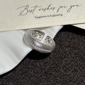 Bague en argent pur S925 avec zircone brossée, design simple, élégant, vintage, taille unique - Product Image 5