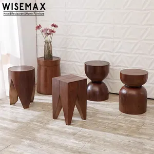 WISEMAX家具北欧现代家居家具实木凳子木制圆形茶几床客厅沙发边桌 - Product Image 1