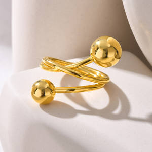 ใหม่แหวนวินด์บอลแบบไม่สม่ำเสมอของผู้หญิงเครื่องประดับสเตนเลสที่เรียบง่าย - Product Image 3