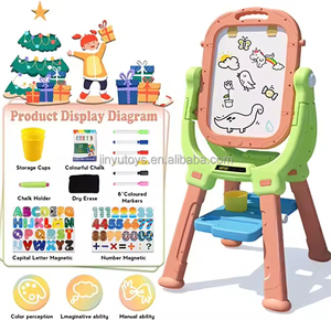 Mainan papan tulis lukisan Doodle anak, papan tulis dua sisi tinggi dapat disesuaikan pendukung mainan anak-anak menggambar - Product Image 4