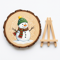 Plaque en bois ronde vierge à thème bonhomme de neige pour la création de décorations de Noël DIY à peindre à la main