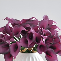 Buket Bunga Calla Lily Buatan dari Karet Lembut, Bunga Palsu Putih Kuning Ungu untuk Dekorasi Pernikahan dan Rumah
