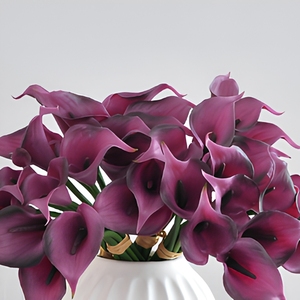 Bouquet di Calla Artificiali in Gomma Morbida, Fiori Finti Bianchi, Gialli e <span class=keywords><strong>Viola</strong></span> per Matrimoni e Decorazioni Domestiche - Product Image 6