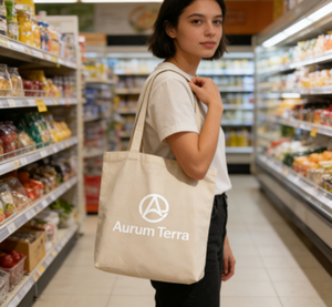 Bolsa de Lona Plegable Publicitaria Ecológica de Alta Calidad con Logotipo Personalizado y Patrón de Letras, Tamaño Mediano - Product Image 1