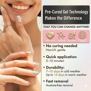 <span class=keywords><strong>Ongles</strong></span> en gel semi-durcis avec illustration florale rose pour un style esthétique pastoral, qualité salon, sans HEMA, bandes d'<span class=keywords><strong>ongles</strong></span> OEM - Product Image 3