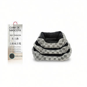 Cama para Mascotas Yommy YM8629A, Nido para Perros de Felpa a Cuadros, Impermeable, Base Antideslizante, Tamaños S, M, L - Product Image 3