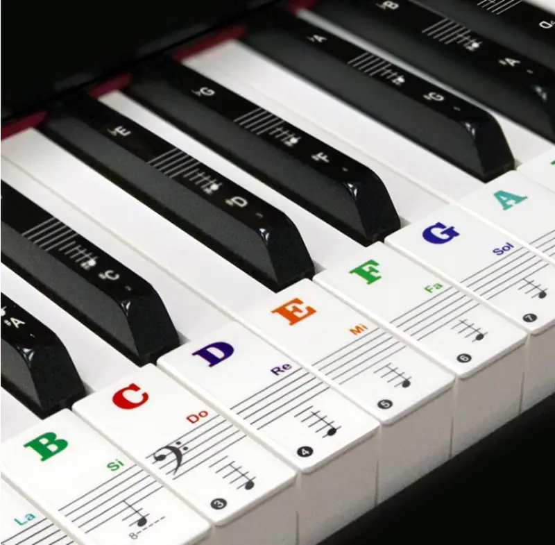 Cheap Price Transparent And Removable Piano Keyboard Music Note Full Set Stickers For White and Black Keys