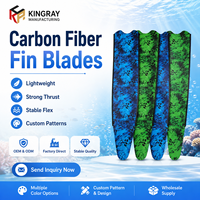 Pales de nage en fibre de carbone à motif personnalisé, bleu-vert, légères, forte poussée, flexibles et stables, OEM ODM, vente en gros directe usine