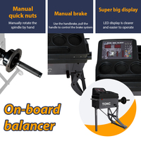 Équilibreuse de roues mobile compacte et détachable TONCTOOLS CE – Machine d'équilibrage de roues mini portable pour équipement de garage de réparation mobile