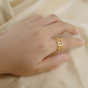 Geometric Open <b>Titanium</b> Steel <b>Ring</b> 18k Gold Plated Stainless Steel Jewelry Gift Fashion <b>Rings</b> - Product Image 4