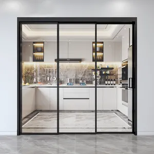 Porte coulissante en alliage d'aluminium, de bonne qualité, design simple et à la mode, avec verre pour intérieur ou portes d'entrée