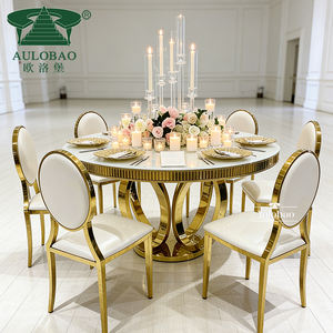 Mesas de boda elegantes, redondas, de acero inoxidable con tapa de vidrio, a precio económico. - Product Image 5