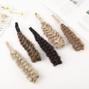 Trecce a tre fili intrecciate a mano soffice cerchietto alto a forma di teschio con pasta fritta allargata a forma di trecce fascia per la testa - Product Image 2