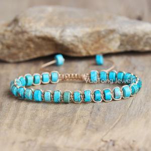 Pulsera Trenzada de Piedra Natural Ajustable <span class=keywords><strong>para</strong></span> Mujer, Pulsera de Macramé de <span class=keywords><strong>Cuerda</strong></span> de Cuentas Heishi de 3x6mm, Joyería de Yoga, Venta Al por Mayor - Product Image 6