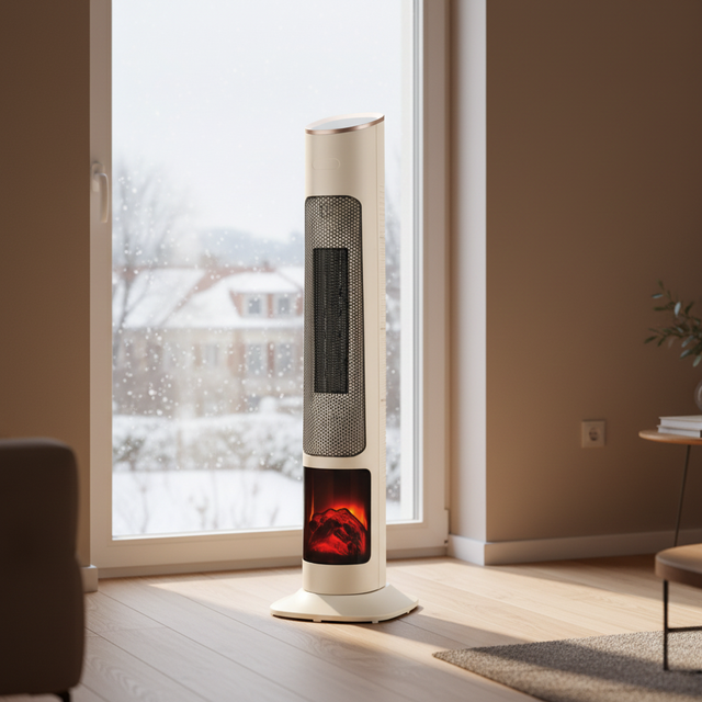 Winter Hot Sale 2000W PTC Heater Freestanding with Remote Control for 300-399 Sq ft Indoor Use 3D Flame for Cold Weather