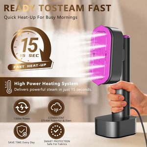 Vaporizador de Ropa Portátil de 1300W con Tanque de Agua de 190mL, Plancha de Vapor Eléctrica Doméstica con Función Anti-Quemaduras en Seco - Product Image 3