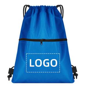 Super Quality Custom Printed Logo Polyester Draw String Backpack Promotional Shopping <b>Bags</b> <b>Drawstring</b> <b>Bag</b> With Zipper Pocket - Product Image 5