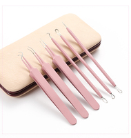 WELLFLYER ARN-123 Vente en gros pas cher Logo personnalisé 4pcs Blackhead Remover Needle Kit Set Comedone Tool