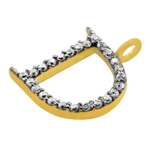 Oro Vermeil Pave Alfabeto Cubic Zircon 12x12 MM Encantos de piedras preciosas - Product Image 6