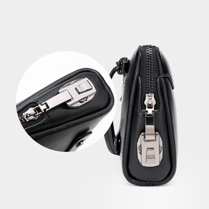 Portafoglio Business in pelle di alta qualità con borsa lunga da uomo marrone nero borsa Casual da uomo a portata di mano borsa con lucchetto - Product Image 4